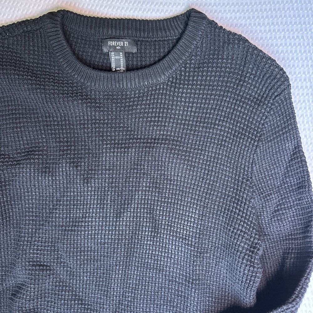Forever 21 Men's Black Knit Crew Neck Pullover Sweater Long Sleeve M No Tags